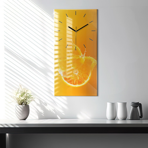Modern vertical wall clock Orange
