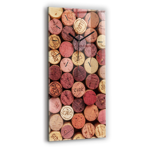 Modern vertical wall clock Wine corks
