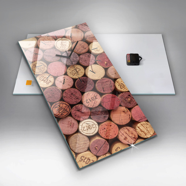 Modern vertical wall clock Wine corks