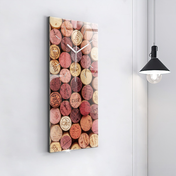 Modern vertical wall clock Wine corks