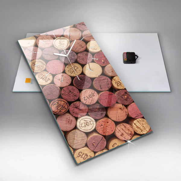 Modern vertical wall clock Wine corks