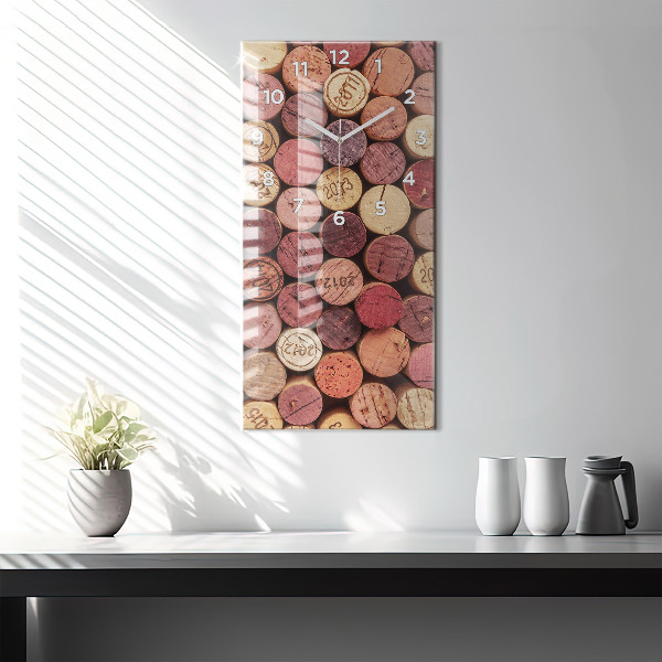 Modern vertical wall clock Wine corks