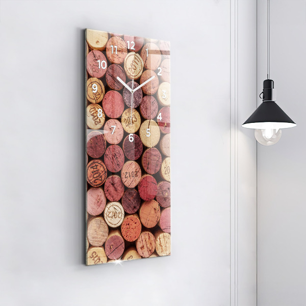 Modern vertical wall clock Wine corks