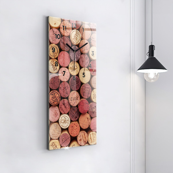 Modern vertical wall clock Wine corks