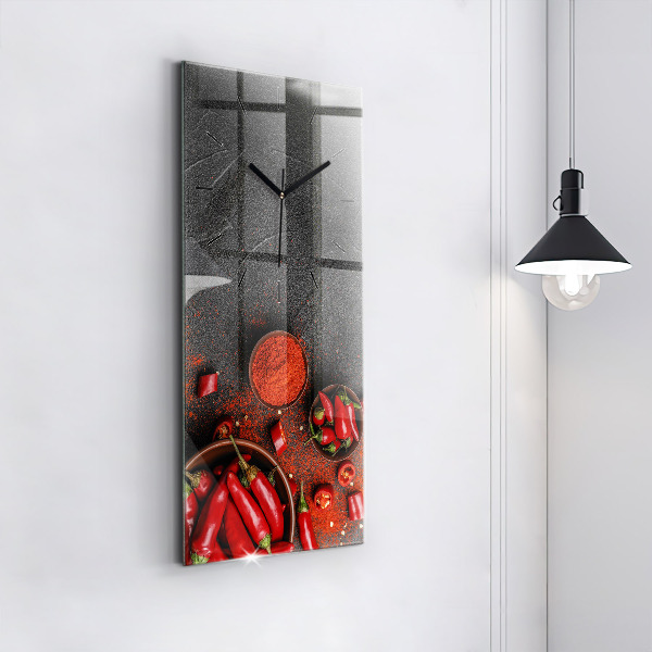 Modern vertical wall clock Red peppers
