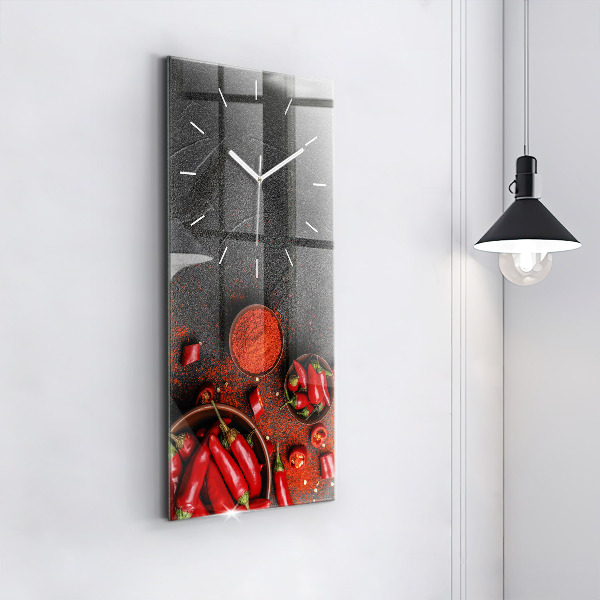 Modern vertical wall clock Red peppers