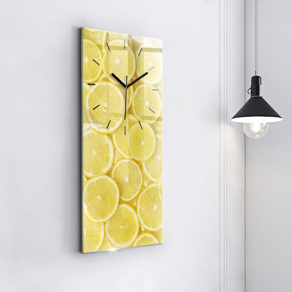 Modern vertical wall clock Lemon slices