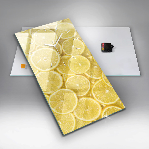 Modern vertical wall clock Lemon slices