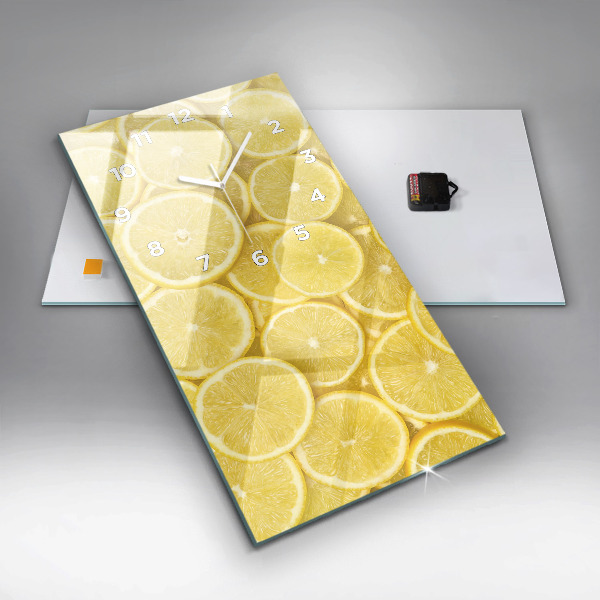 Modern vertical wall clock Lemon slices