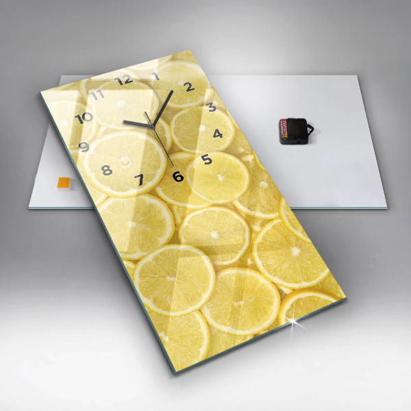 Modern vertical wall clock Lemon slices