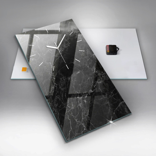 Modern vertical wall clock Dark marble