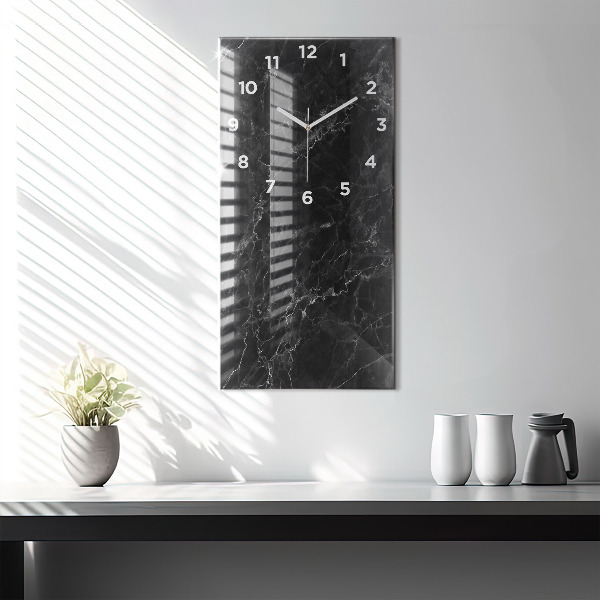 Modern vertical wall clock Dark marble