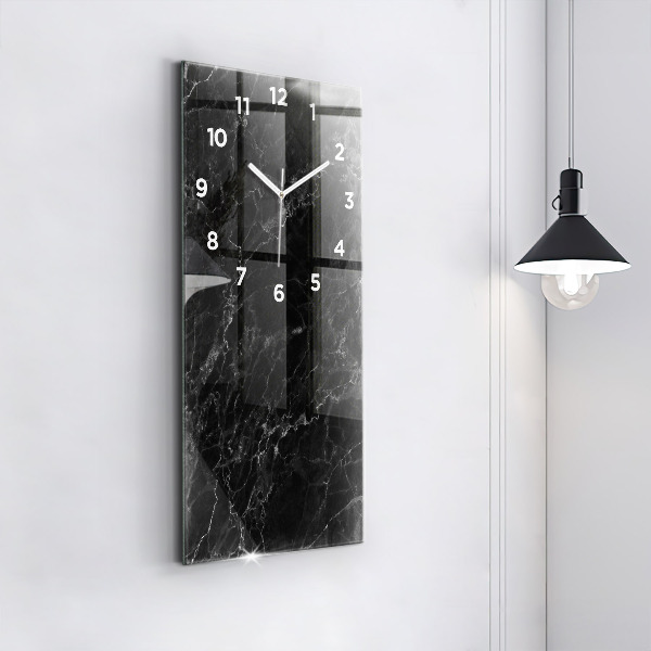 Modern vertical wall clock Dark marble