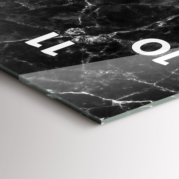 Modern vertical wall clock Dark marble