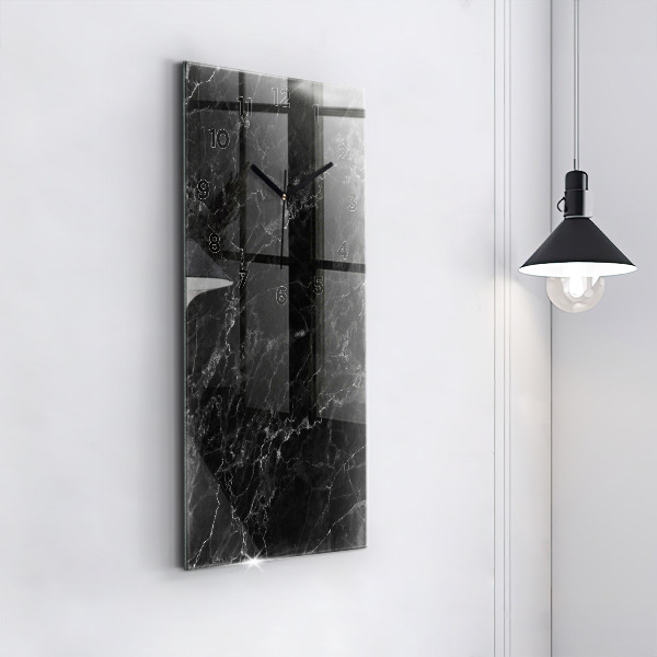 Modern vertical wall clock Dark marble