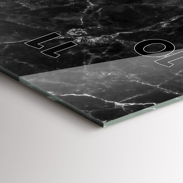 Modern vertical wall clock Dark marble