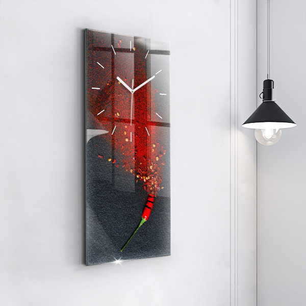 Modern vertical wall clock Red pepper seasoning
