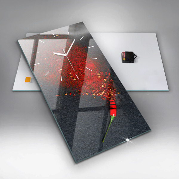 Modern vertical wall clock Red pepper seasoning