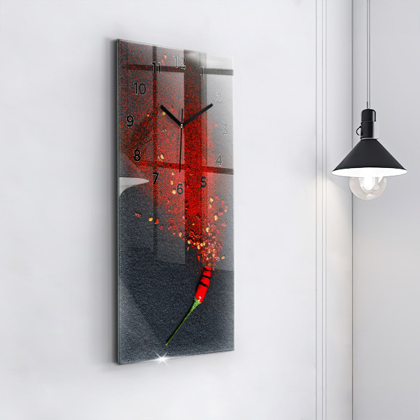 Modern vertical wall clock Red pepper seasoning