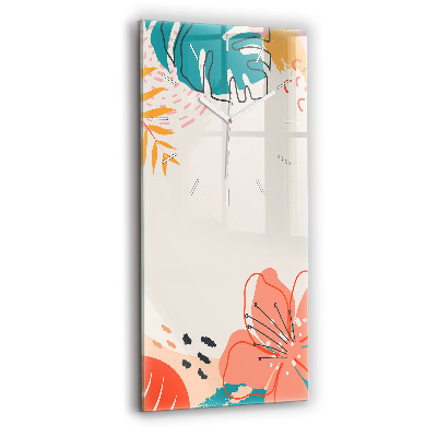 Modern vertical wall clock Hawaiian plants