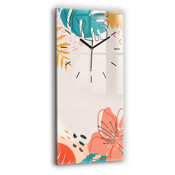 Modern vertical wall clock Hawaiian plants