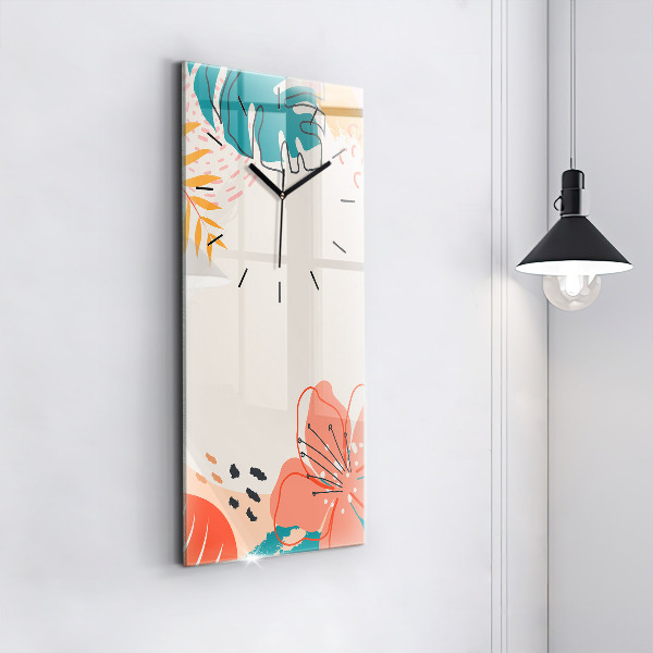 Modern vertical wall clock Hawaiian plants
