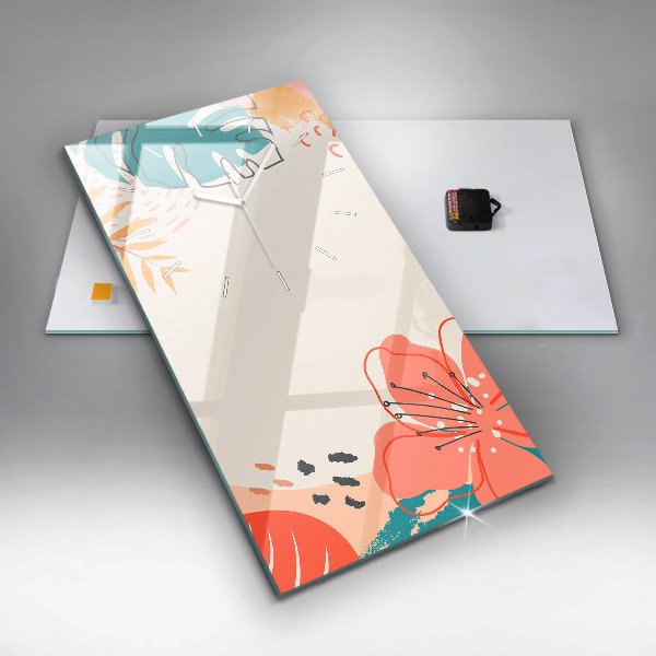 Modern vertical wall clock Hawaiian plants