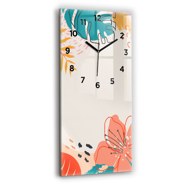 Modern vertical wall clock Hawaiian plants