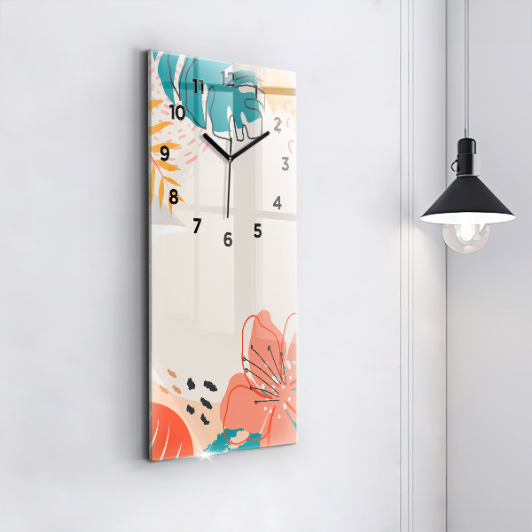 Modern vertical wall clock Hawaiian plants