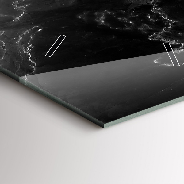 Modern vertical wall clock Black marble