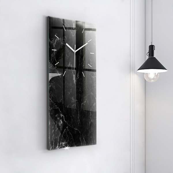 Modern vertical wall clock Black marble