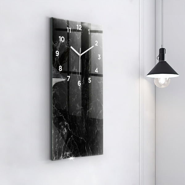 Modern vertical wall clock Black marble