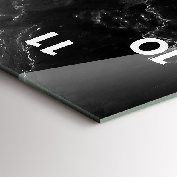 Modern vertical wall clock Black marble