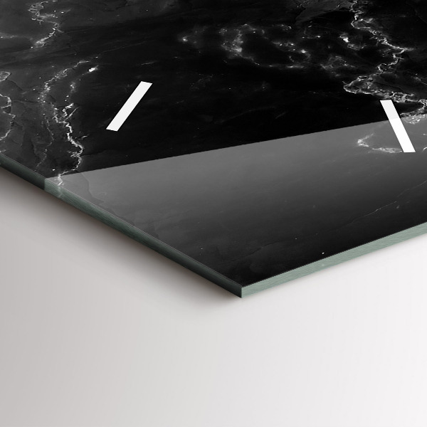 Modern vertical wall clock Black marble