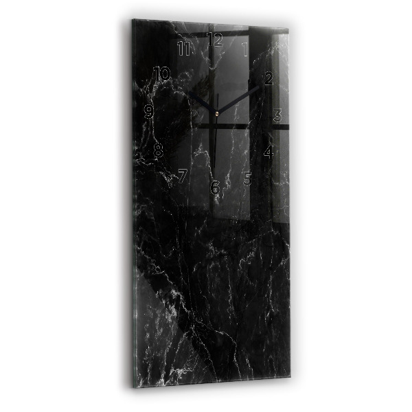 Modern vertical wall clock Black marble