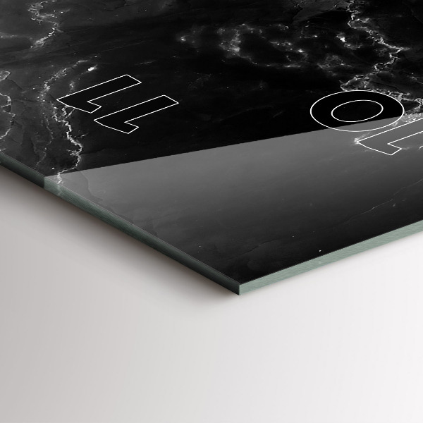 Modern vertical wall clock Black marble