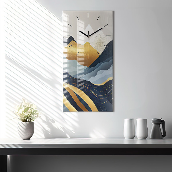 Modern vertical wall clock Abstract mountains