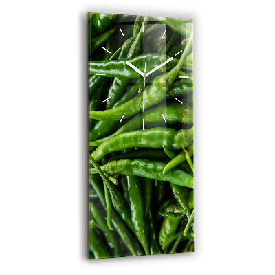 Modern vertical wall clock Green pepper