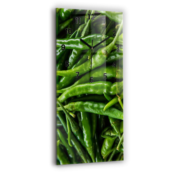 Modern vertical wall clock Green pepper