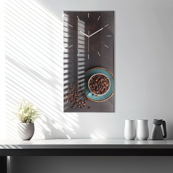 Modern vertical wall clock A cup of coffee