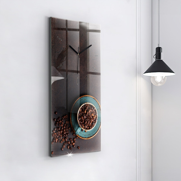 Modern vertical wall clock A cup of coffee