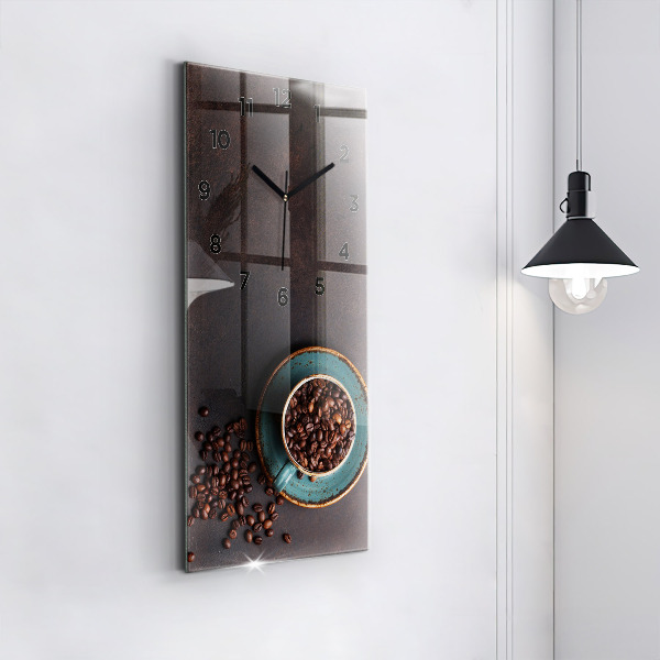 Modern vertical wall clock A cup of coffee