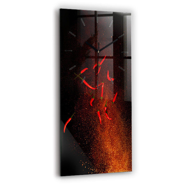 Modern vertical wall clock Chili peppers