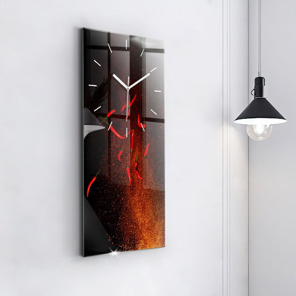 Modern vertical wall clock Chili peppers