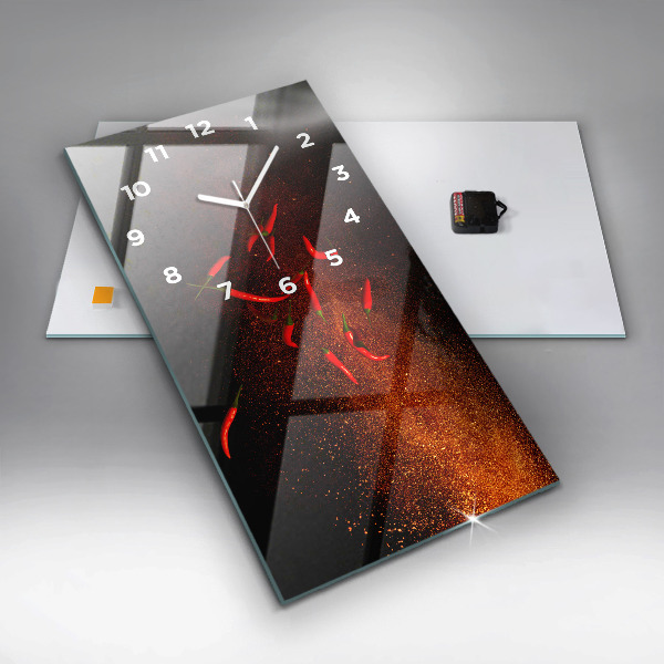 Modern vertical wall clock Chili peppers