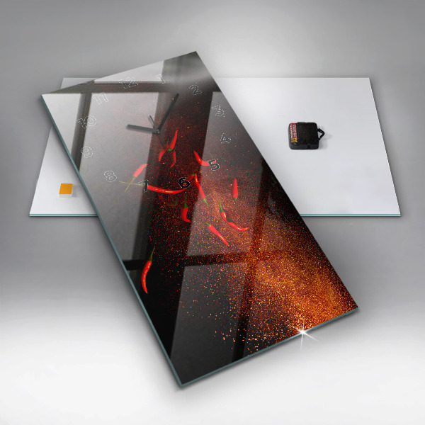 Modern vertical wall clock Chili peppers