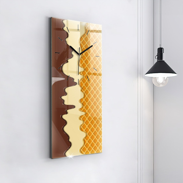 Modern vertical wall clock Waffle and ice cream