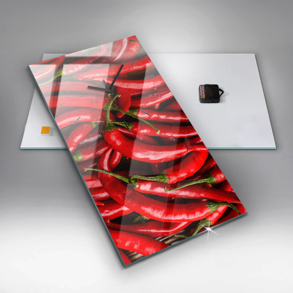 Modern vertical wall clock Hot peppers