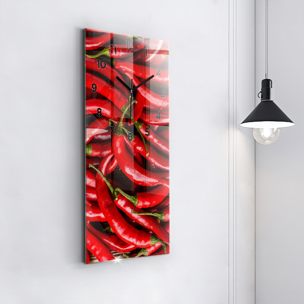 Modern vertical wall clock Hot peppers