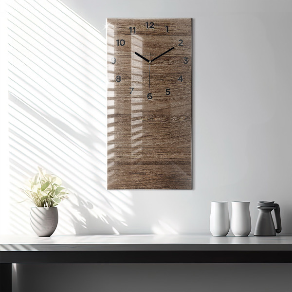 Modern vertical wall clock Dark wood